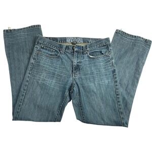 Kenneth Cole Reaction Mens 30x30 Bootcut Jeans Blue Medium Frayed Hem Distressed